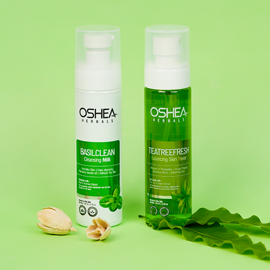 Basil Clean Cleansing Milk Tea Tree Fresh Toner Combo Oshea Herbals