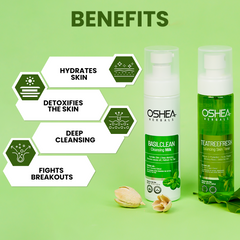 Basil Clean Cleansing Lotion + Tea Tree Fresh Toner Combo - Oshea Herbals