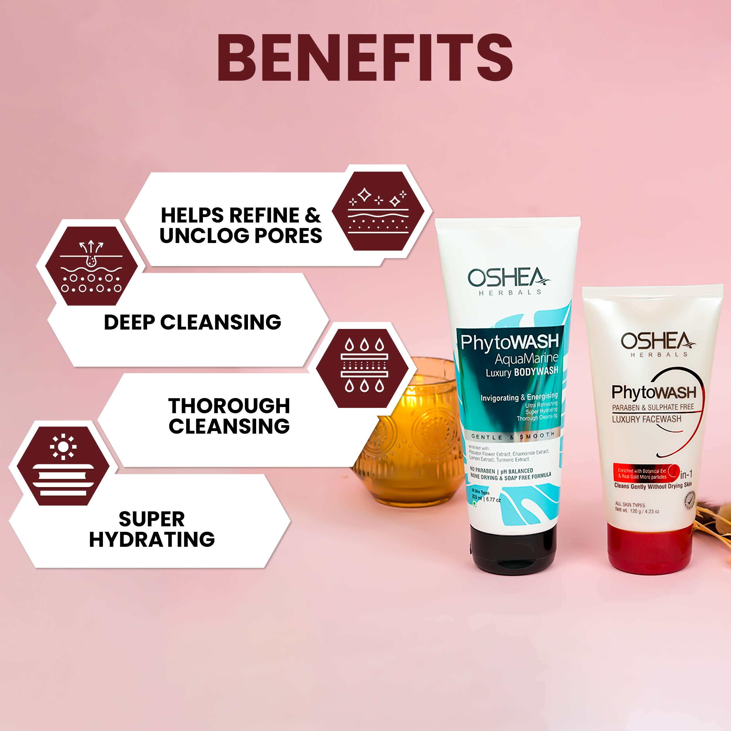  Benefits Phytowash Luxury Face wash Phytowash Aqua Marine Luxury Body wash Oshea Herbals