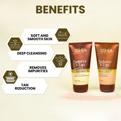 Benefits Radiance D-Tan Face Pack Radiance D-Tan Face Wash Combo Oshea Herbals