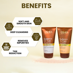 Benefits Radiance D-Tan Face Wash Radiance D-Tan Face Scrub Combo Oshea Herbals