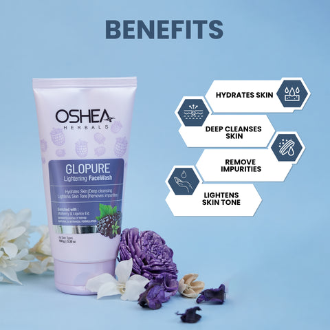 Benifits Glopure Lightening Facewash Oshea Herbals