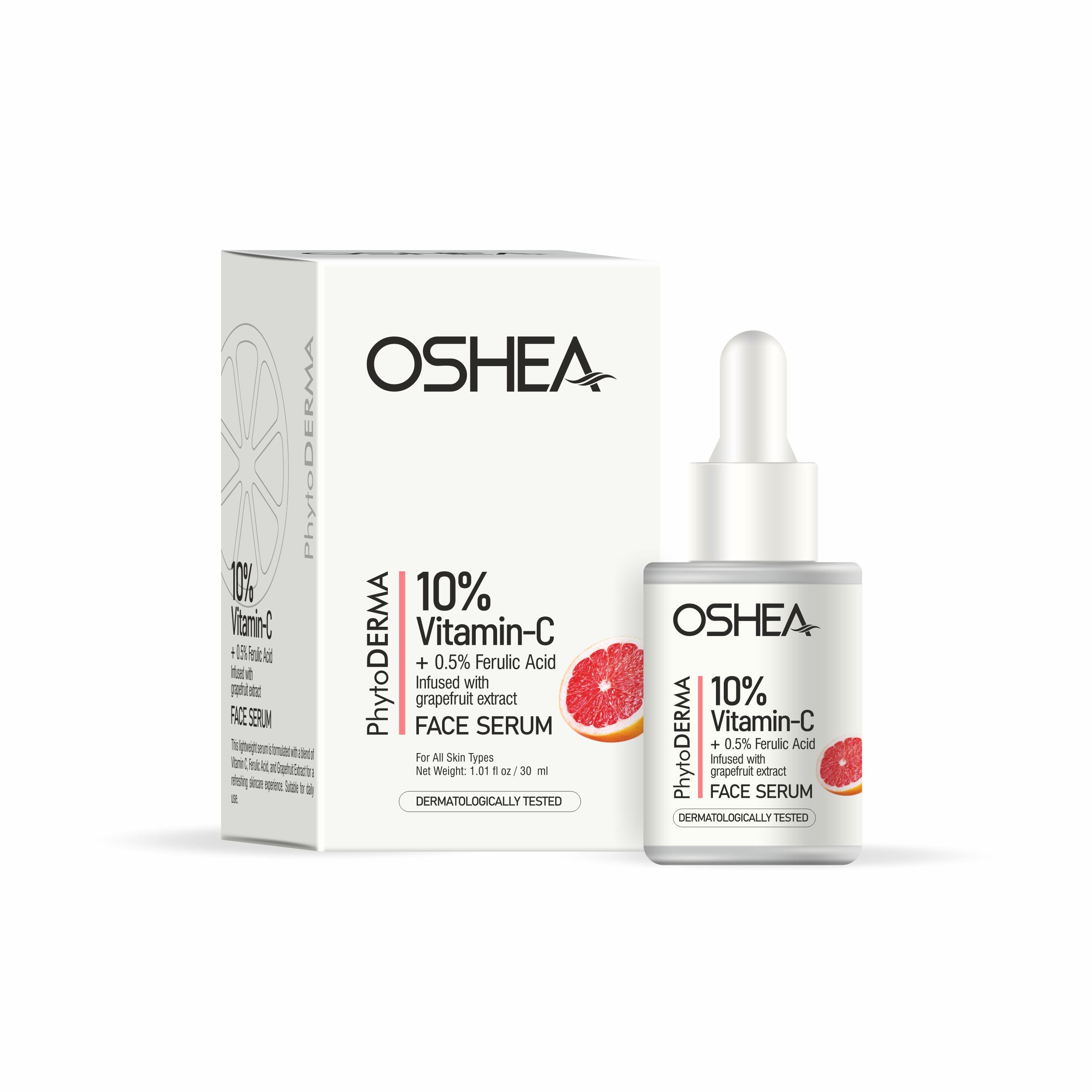 10% Vitamin C + 0.5% Ferulic Acid Infused with Grapefruit Face Serum - Oshea Herbals