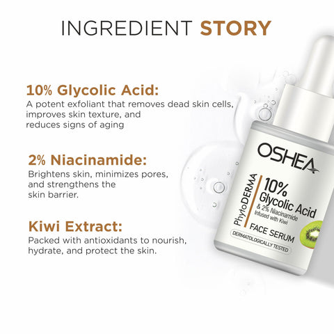 10% Glycolic Acid + 2% Niacinamide infused with Kiwi Face Serum