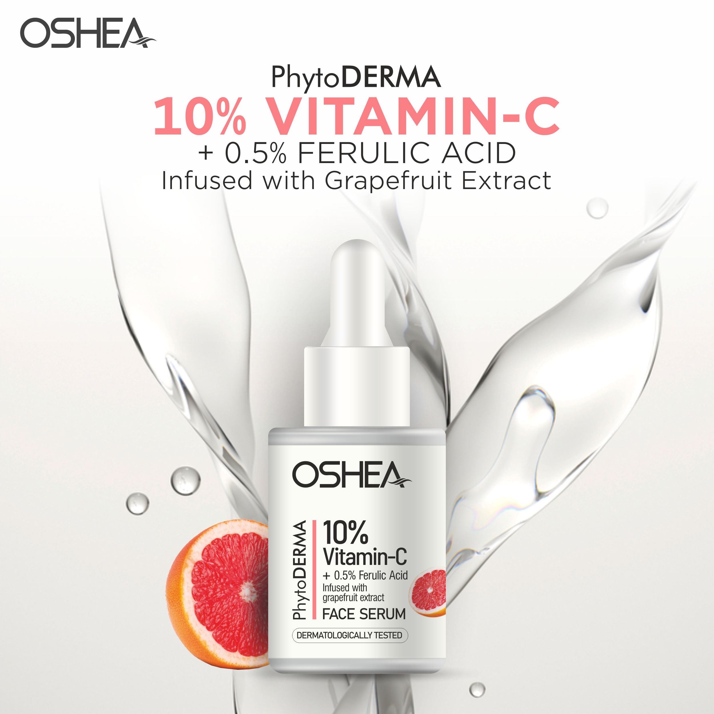 10% Vitamin C + 0.5% Ferulic Acid Infused with Grapefruit Face Serum - Oshea Herbals