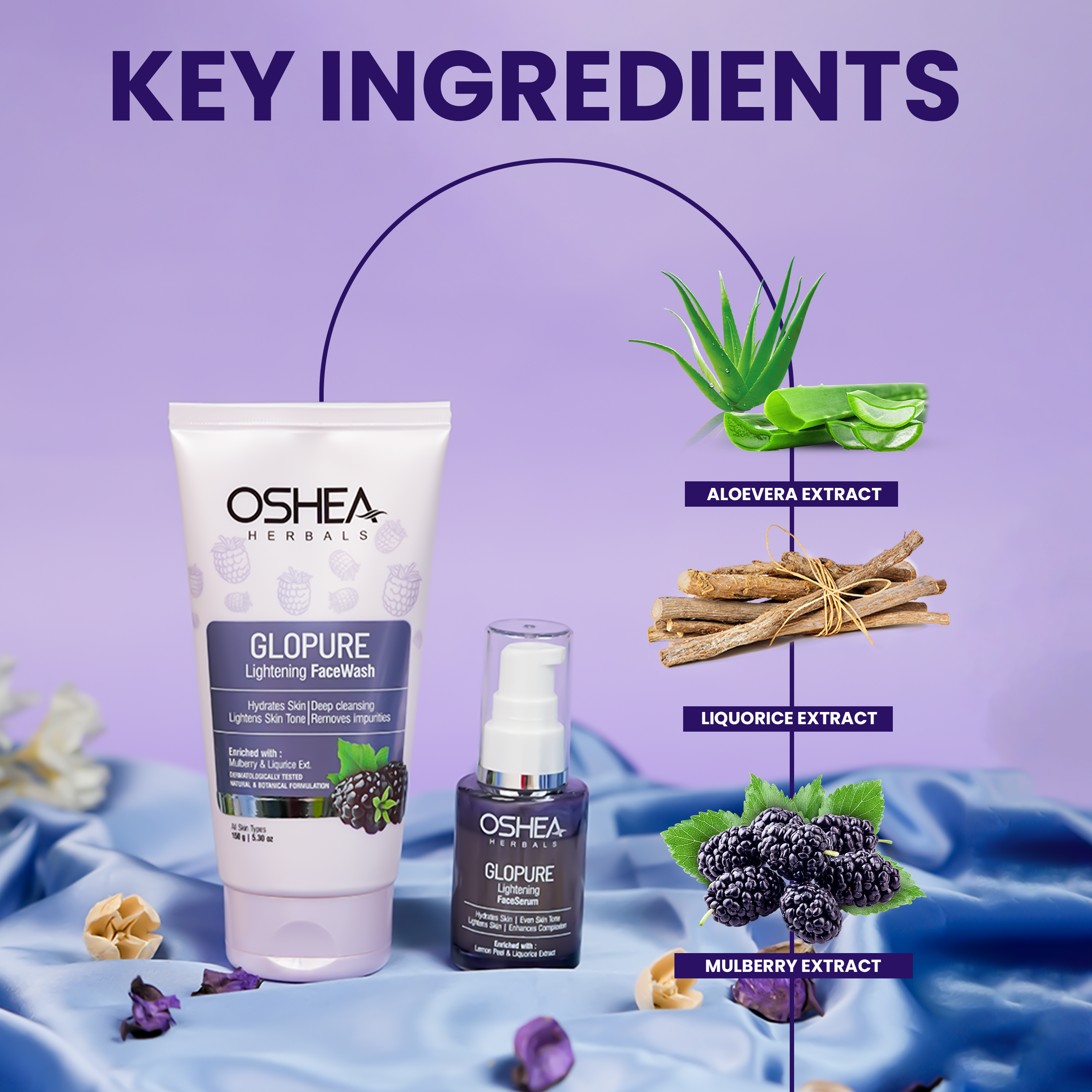 Key Ingredients Glopure Lightening Serum Glopure Lightening Face wash Combo Oshea Herbals