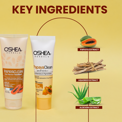  Key Ingredients Papaya clean Anti Blemish Face wash Papaya Clean 11 In One Gel Cream With SPF-25PA Combo Oshea Herbals