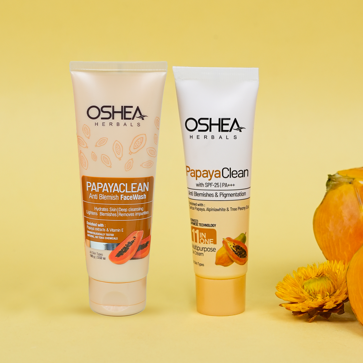  Papaya clean Anti Blemish Face wash Papaya Clean11In One Gel Cream With SPF-25PA Combo Oshea Herbals