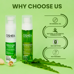 Basil Clean Cleansing Lotion + Tea Tree Fresh Toner Combo - Oshea Herbals