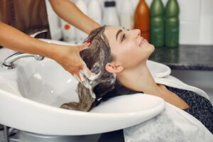 hairwash using mild shampoo